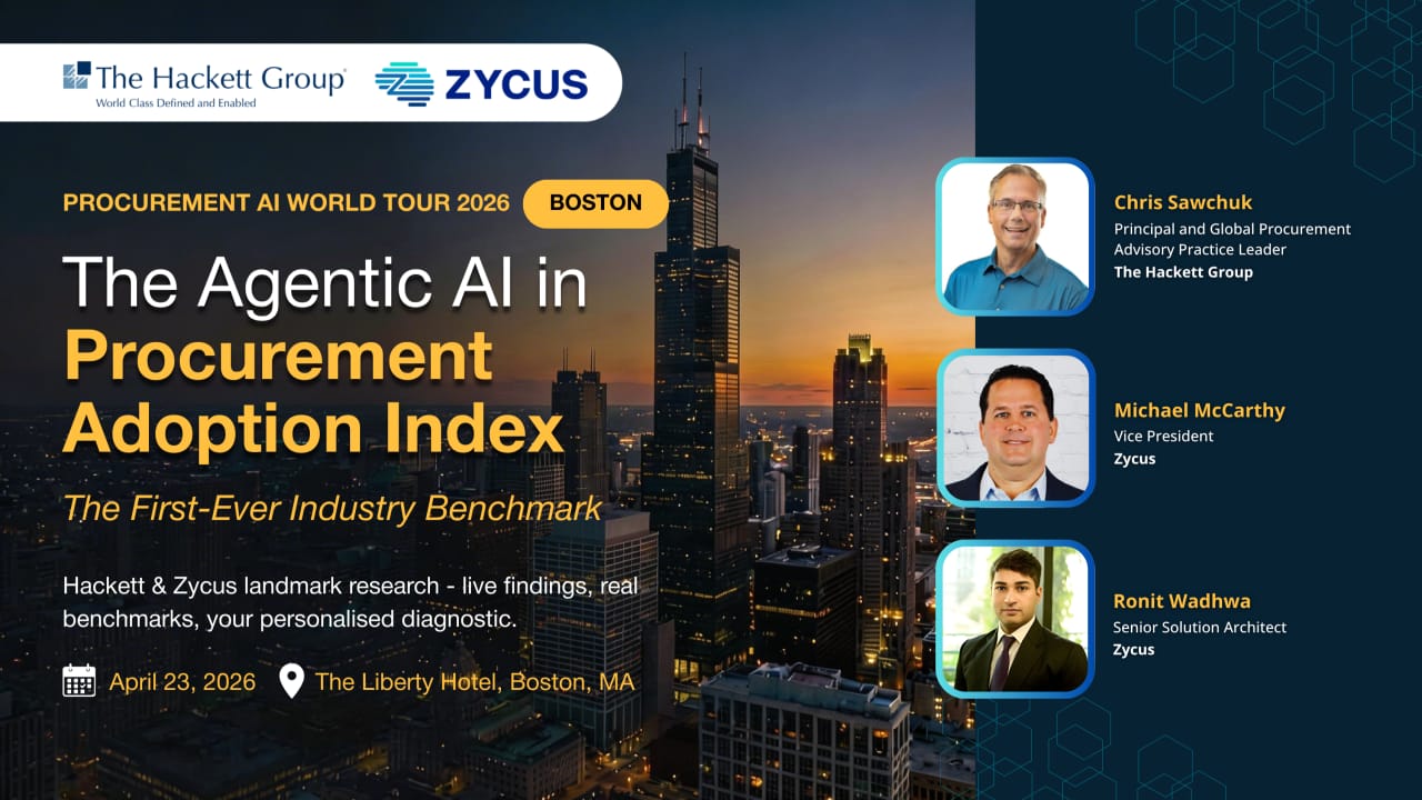 Zycus Procurement AI World Tour 2026: The Agentic AI in Procurement Adoption Index – The First-Ever Industry Benchmark | Boston, MA